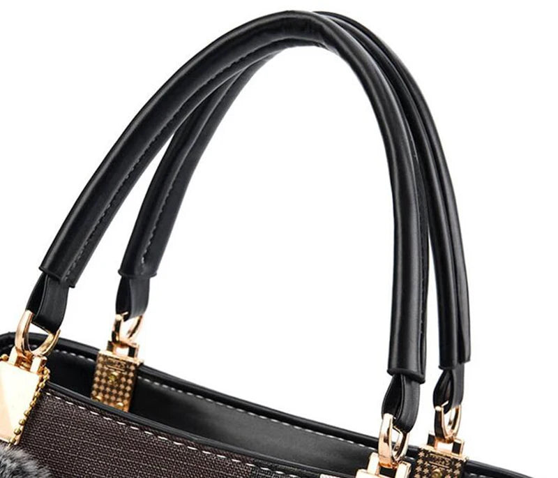 Elegant Designer Handbags Women Bags Messenger PU Leather Crossbody Bags Hairball Tassen Girls Shoulder Bag Top-hand Tote Bag