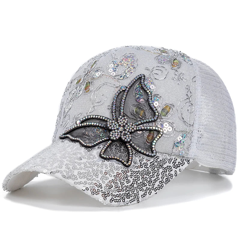 Fashion Women Cap Butterfly Flower Pendant Baseball Cap/Trucker Hat