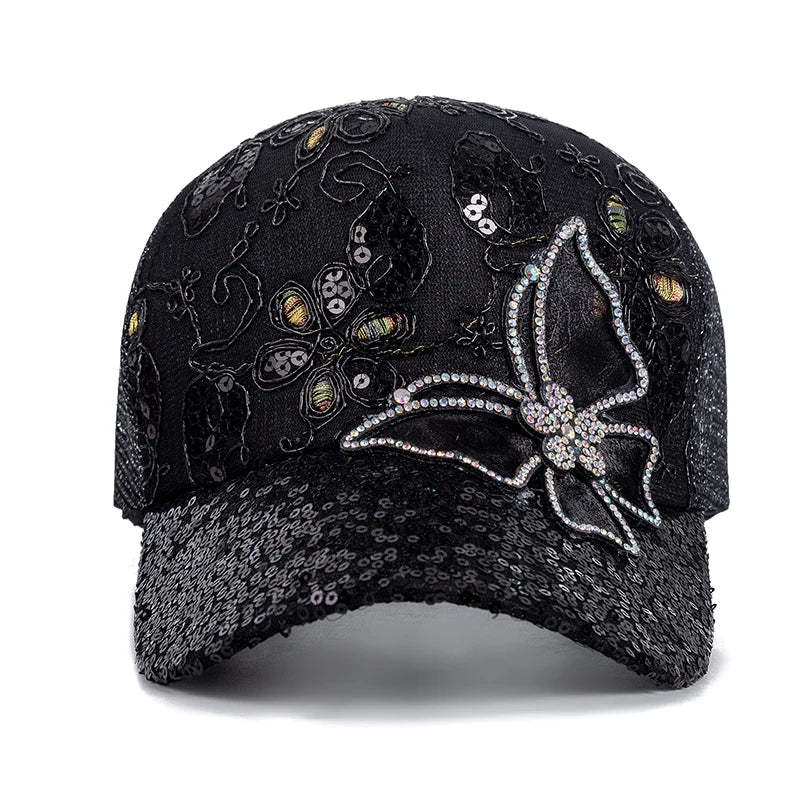 Fashion Women Cap Butterfly Flower Pendant Baseball Cap/Trucker Hat