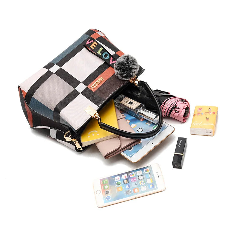 Elegant Designer Handbags Women Bags Messenger PU Leather Crossbody Bags Hairball Tassen Girls Shoulder Bag Top-hand Tote Bag
