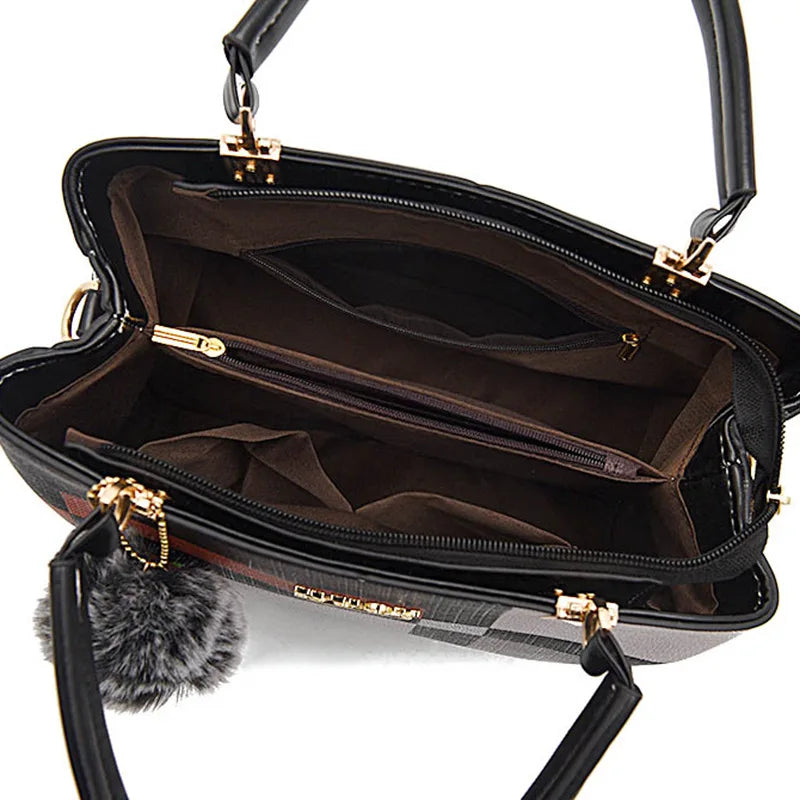 Elegant Designer Handbags Women Bags Messenger PU Leather Crossbody Bags Hairball Tassen Girls Shoulder Bag Top-hand Tote Bag