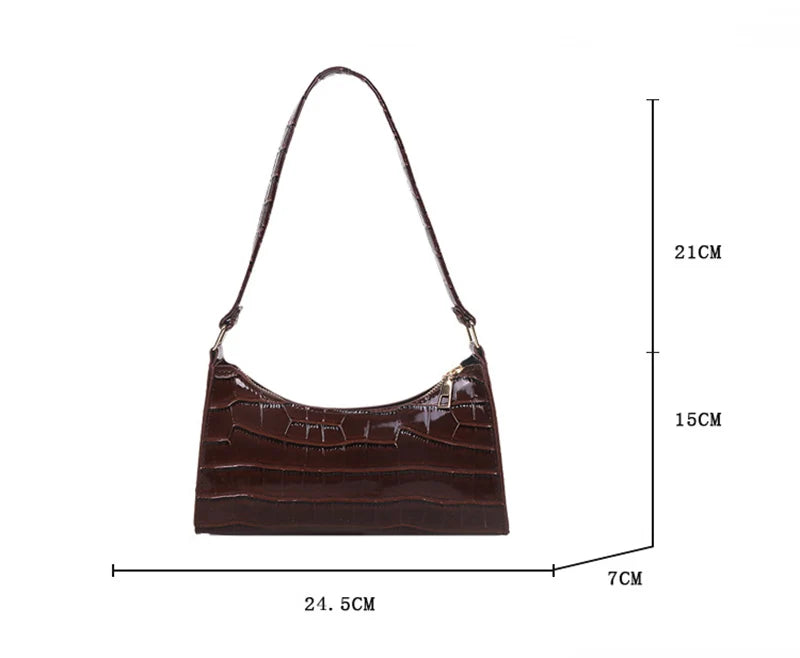 Fashion PU Leather Bags for Women Alligator Pattern Armpit Handbag Small Underarm Messenger Bag Purse