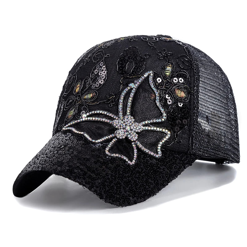 Fashion Women Cap Butterfly Flower Pendant Baseball Cap/Trucker Hat