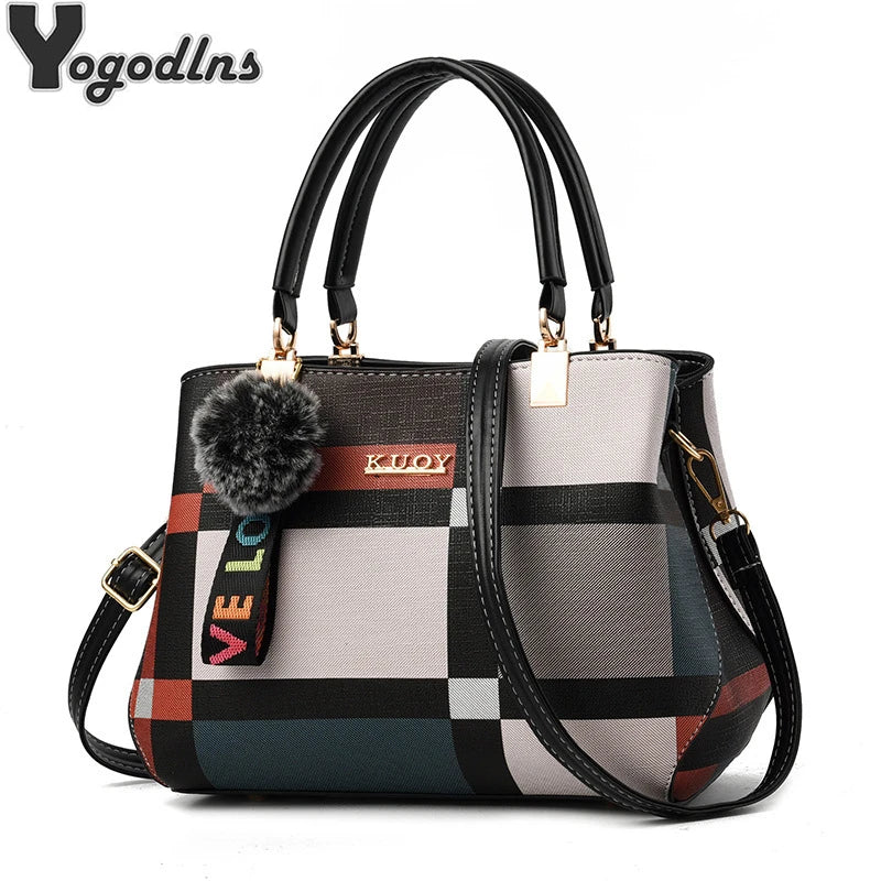 Elegant Designer Handbags Women Bags Messenger PU Leather Crossbody Bags Hairball Tassen Girls Shoulder Bag Top-hand Tote Bag