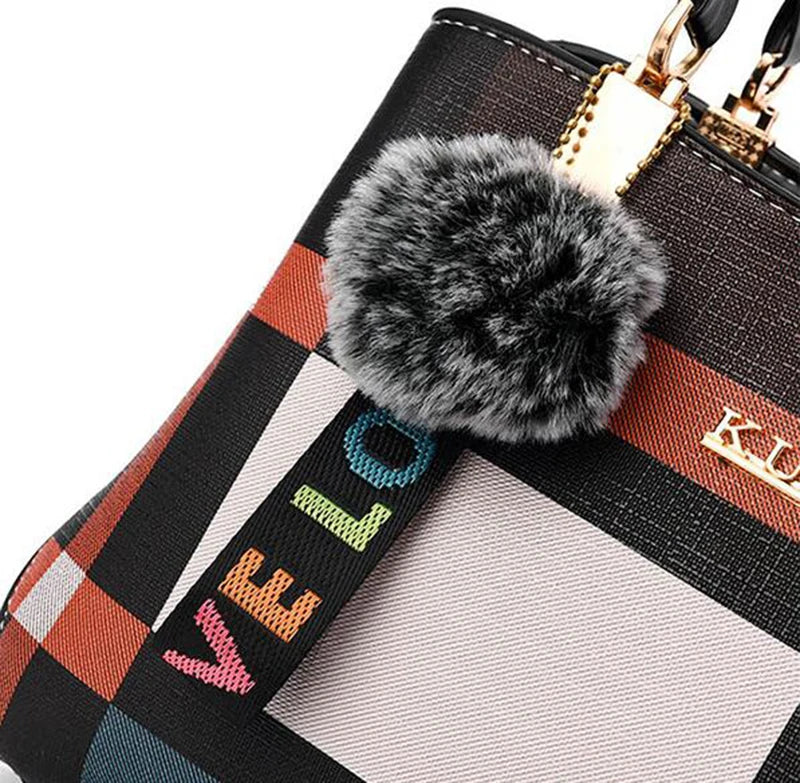 Elegant Designer Handbags Women Bags Messenger PU Leather Crossbody Bags Hairball Tassen Girls Shoulder Bag Top-hand Tote Bag