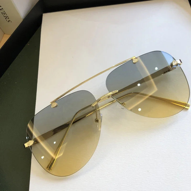 Vintage Rimless Alloy Aviation Pilot Sunglasses for Men and Women
