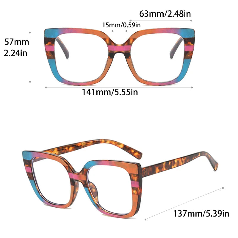 KAMMPT Oversized Square Eyeglasses Frames Multicolor Rim Women Eyewear