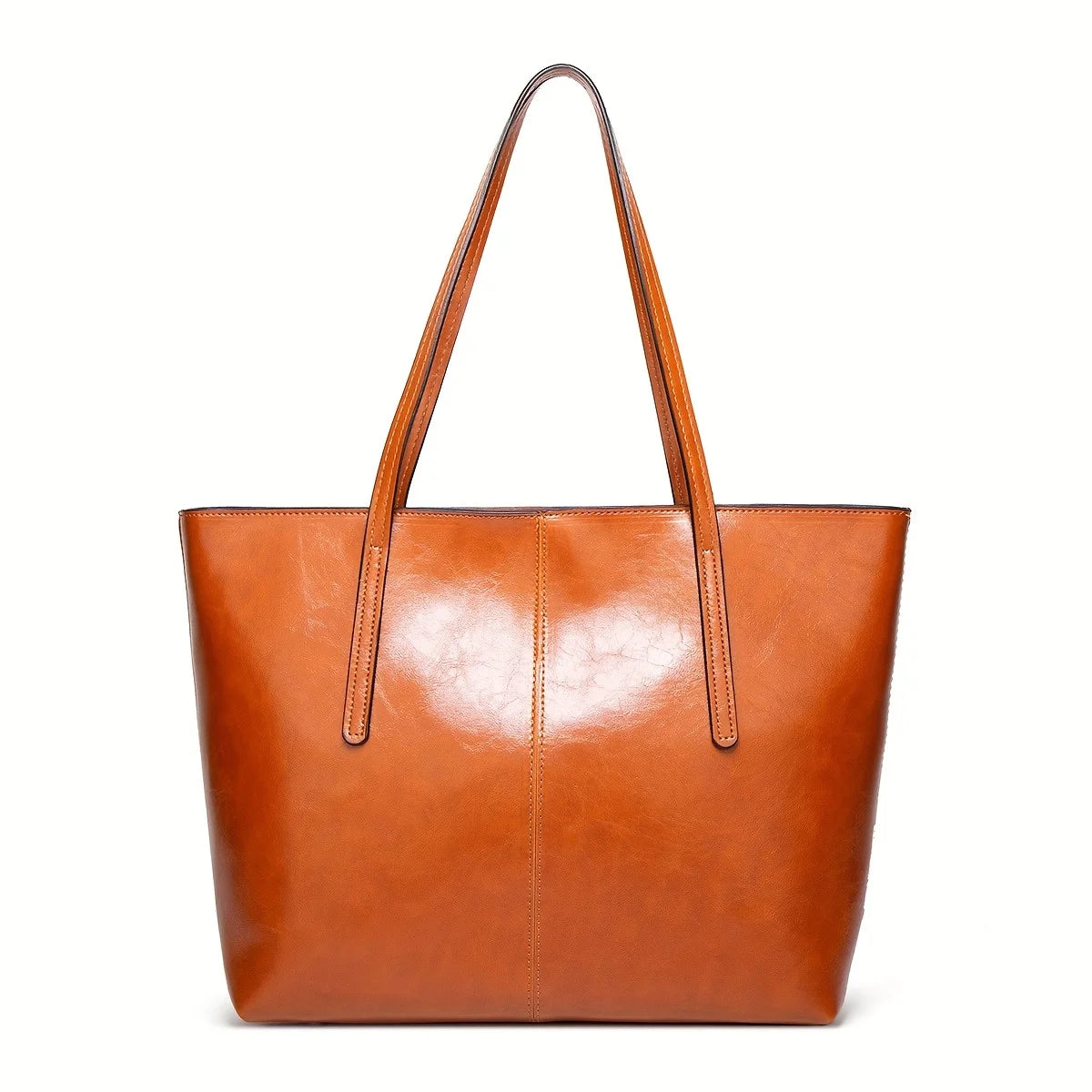 New European and American Fashion Large Capacity Oil Wax Skin Shoulder Bag for Women's Handheld Tote Bag Cross border Manufactur