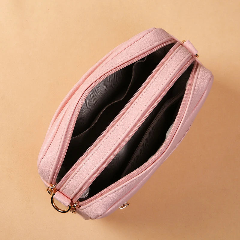 New Women's Small Shoulder Crossbody Casual Bag Multi Zipper Large Capacity