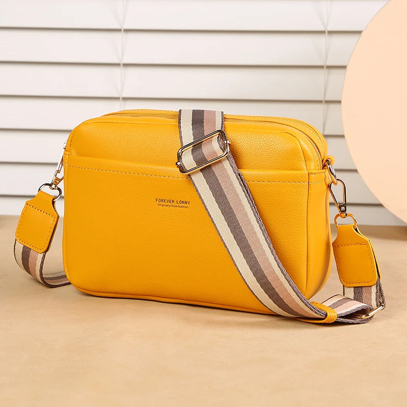 New Women's Small Shoulder Crossbody Casual Bag Multi Zipper Large Capacity