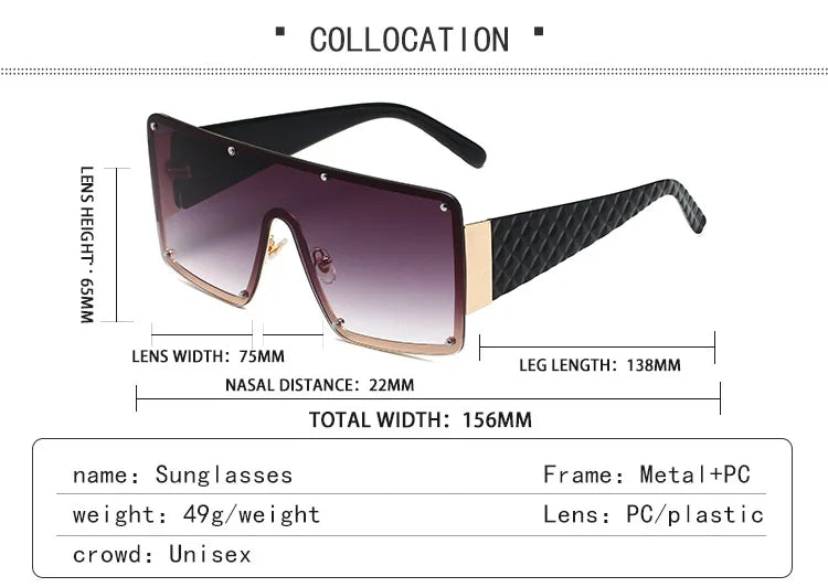 New Large Frame Joined Body Sunglasses Women Outdoor Leisure Eyewear UV400 Oculos De Sol