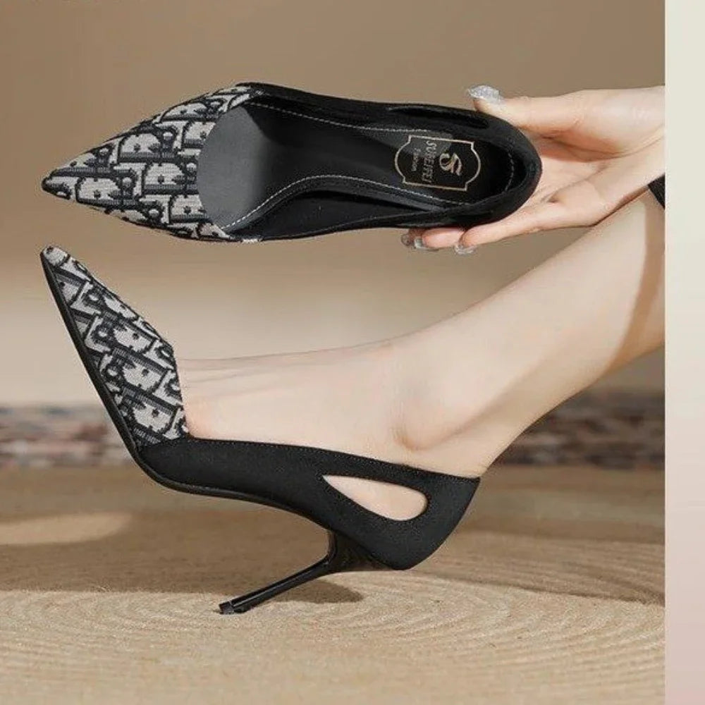 Embroidered Sandals Women Fashion Pointed Heeled 2025 Summer Luxury High Heels