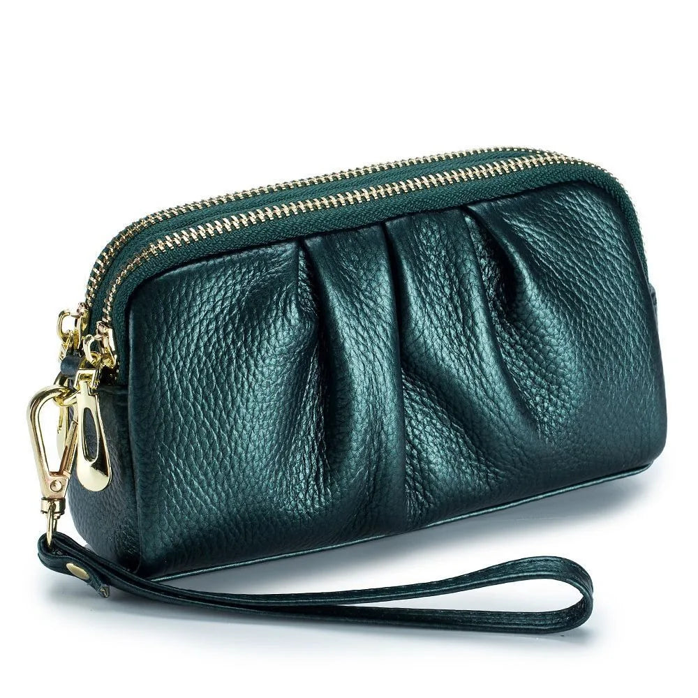 Casual PU leather Women Wallets Multifunction Large Capacity Wrist Bag Long Zip Coin Bag
