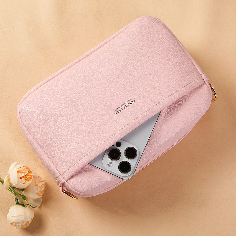 New Women's Small Shoulder Crossbody Casual Bag Multi Zipper Large Capacity