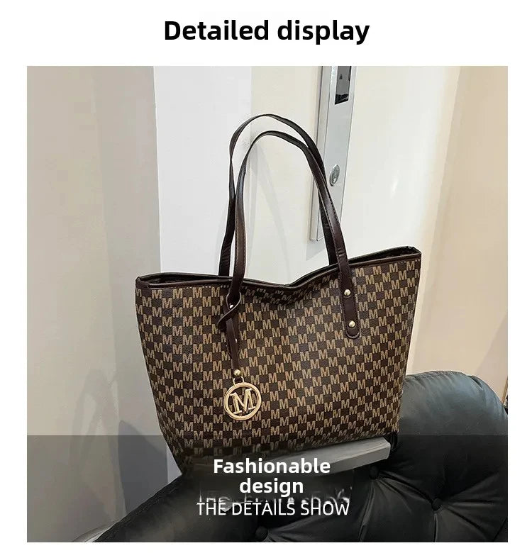 Vintage Ladies Tote Bag Large Capacity Fashion Handbag Classic Underarm Bag or Women's Shopping Bag