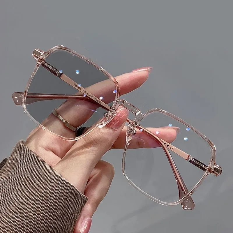Plamis Photochromic Anti Radiation Metal Computer Glasses Anti Blue Light Eyeglasses Unisex