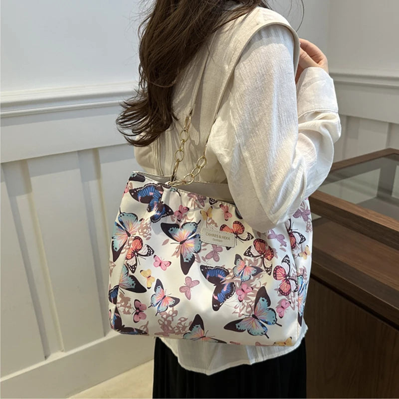 Women's Nylon Shoulder Bag Animal Printing Large Capacity and Tote Bag For Teen Girls
