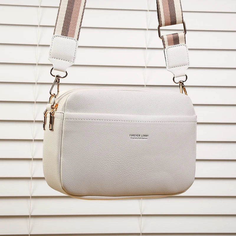 New Women's Small Shoulder Crossbody Casual Bag Multi Zipper Large Capacity