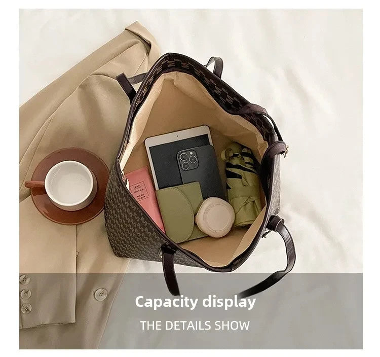 Vintage Ladies Tote Bag Large Capacity Fashion Handbag Classic Underarm Bag or Women's Shopping Bag