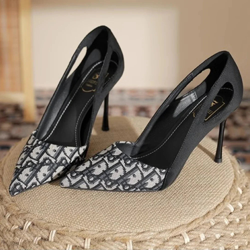 Embroidered Sandals Women Fashion Pointed Heeled 2025 Summer Luxury High Heels