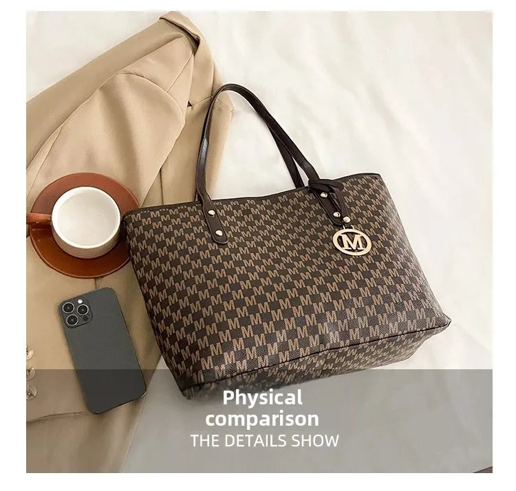Vintage Ladies Tote Bag Large Capacity Fashion Handbag Classic Underarm Bag or Women's Shopping Bag