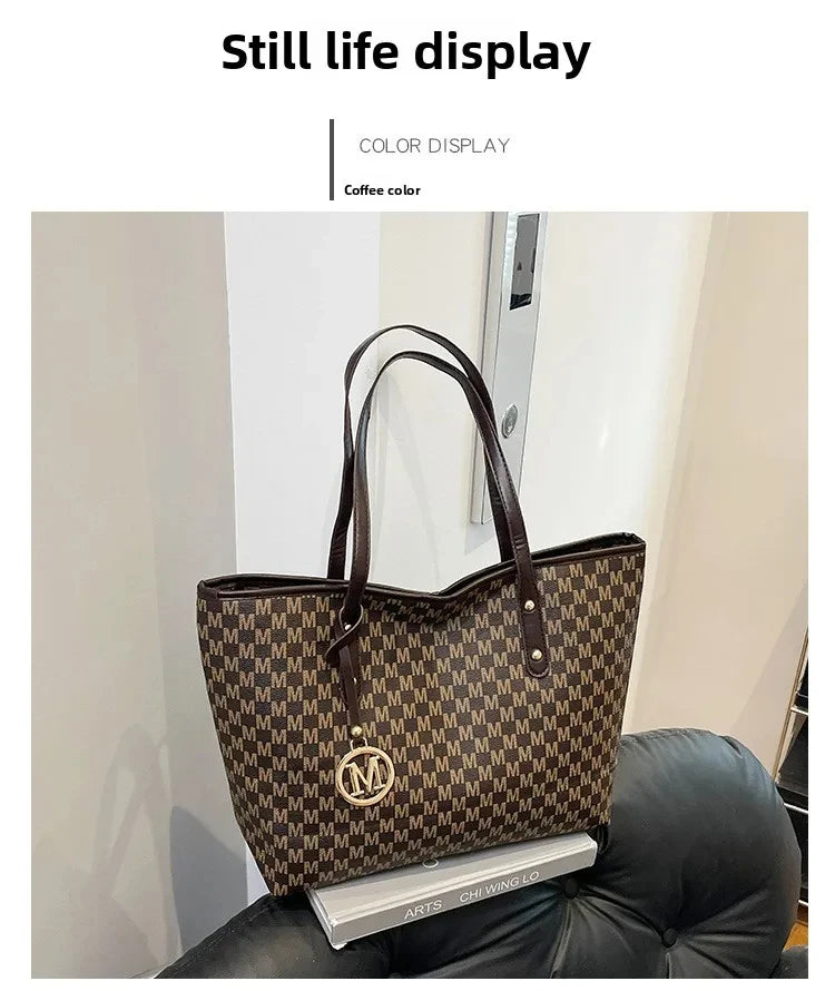 Vintage Ladies Tote Bag Large Capacity Fashion Handbag Classic Underarm Bag or Women's Shopping Bag