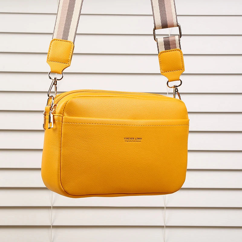New Women's Small Shoulder Crossbody Casual Bag Multi Zipper Large Capacity