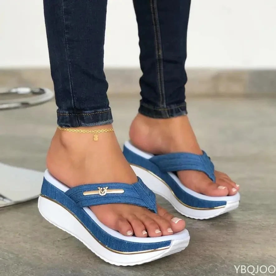 Sandals Women Summer Fashion Flip Flops Outdoor Casual Platform Sandals Ladies Plus Size Wedges Beach Slippers