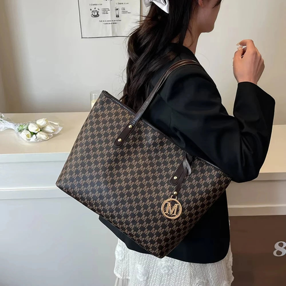 Vintage Ladies Tote Bag Large Capacity Fashion Handbag Classic Underarm Bag or Women's Shopping Bag