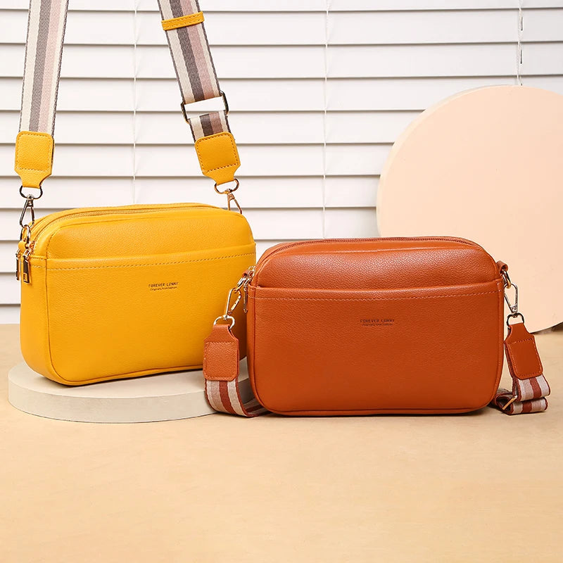 New Women's Small Shoulder Crossbody Casual Bag Multi Zipper Large Capacity