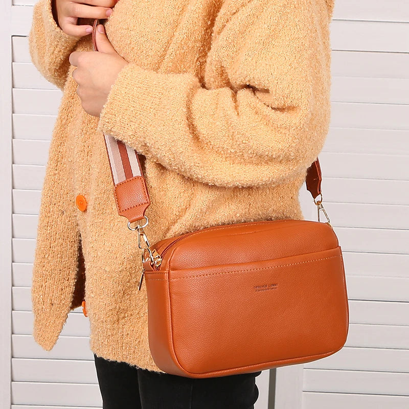New Women's Small Shoulder Crossbody Casual Bag Multi Zipper Large Capacity