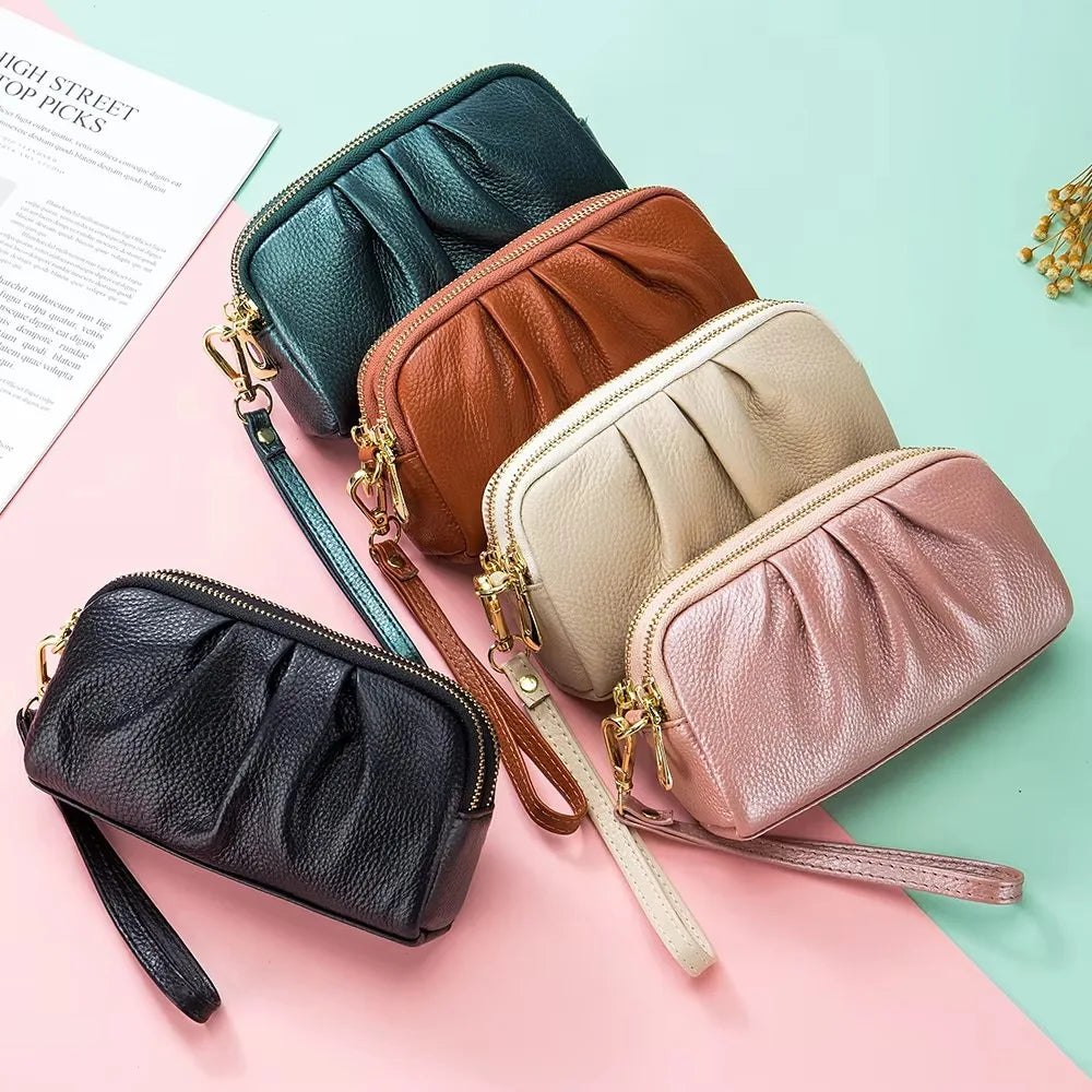 Casual PU leather Women Wallets Multifunction Large Capacity Wrist Bag Long Zip Coin Bag