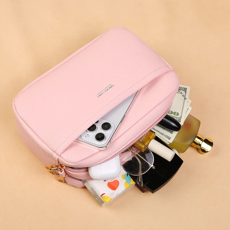 New Women's Small Shoulder Crossbody Casual Bag Multi Zipper Large Capacity