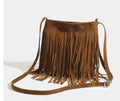 Boho Style Tassel Crossbody Vintage Suede Shoulder Bag Casual Fringe Messenger Bag For Women