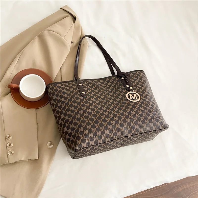 Vintage Ladies Tote Bag Large Capacity Fashion Handbag Classic Underarm Bag or Women's Shopping Bag