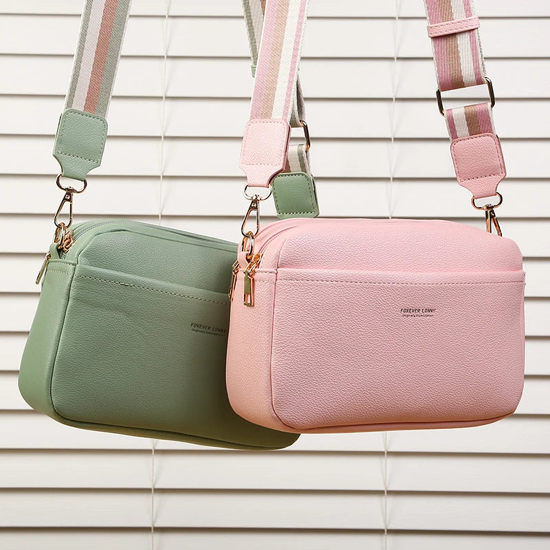 New Women's Small Shoulder Crossbody Casual Bag Multi Zipper Large Capacity