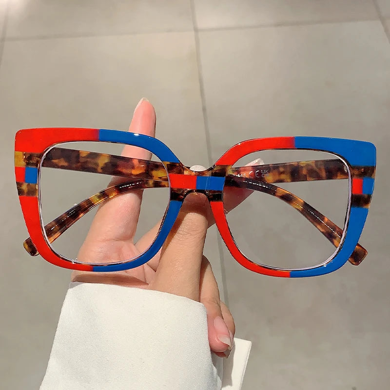 KAMMPT Oversized Square Eyeglasses Frames Multicolor Rim Women Eyewear