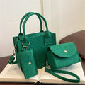 3pcs/set Embossed Women's Handbag Stylish Crossbody Bag Clutch and Wallet, Solid Color Square Shoulder Bag, Fabric for Daily Use