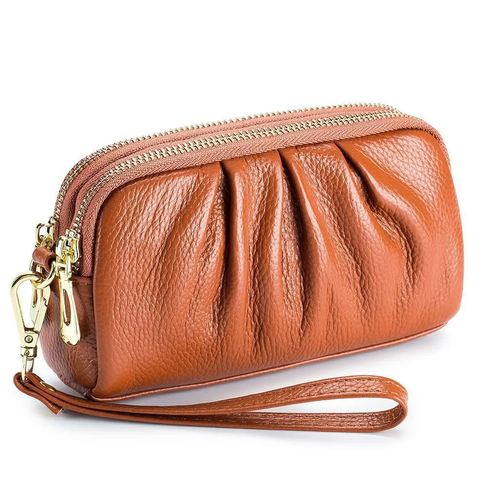 Casual PU leather Women Wallets Multifunction Large Capacity Wrist Bag Long Zip Coin Bag