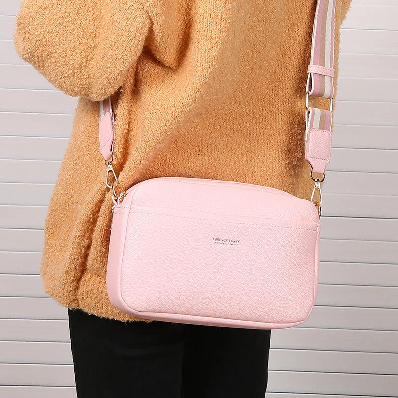New Women's Small Shoulder Crossbody Casual Bag Multi Zipper Large Capacity