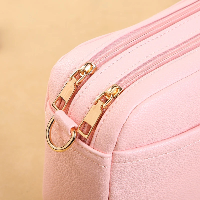 New Women's Small Shoulder Crossbody Casual Bag Multi Zipper Large Capacity