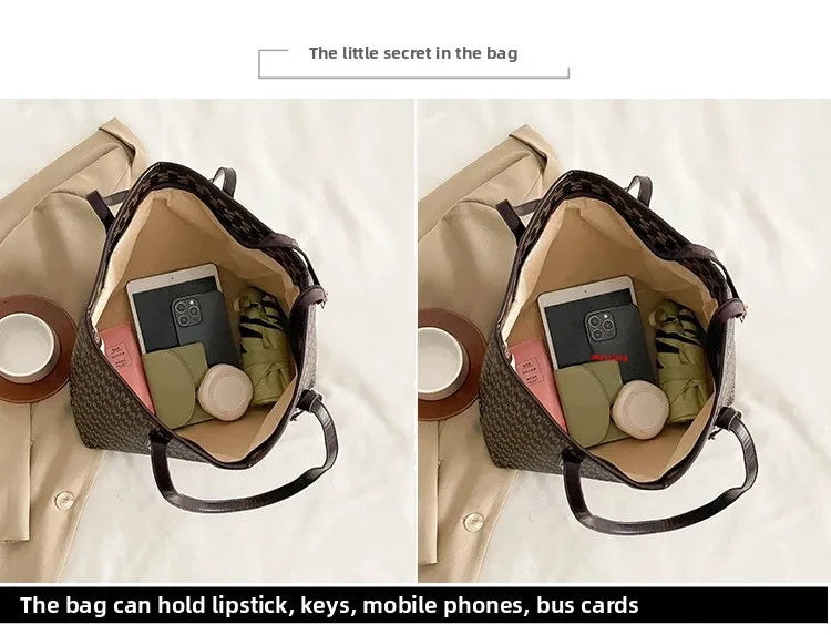 Vintage Ladies Tote Bag Large Capacity Fashion Handbag Classic Underarm Bag or Women's Shopping Bag