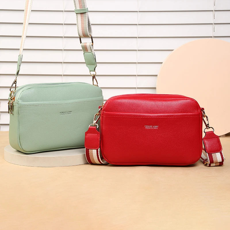 New Women's Small Shoulder Crossbody Casual Bag Multi Zipper Large Capacity