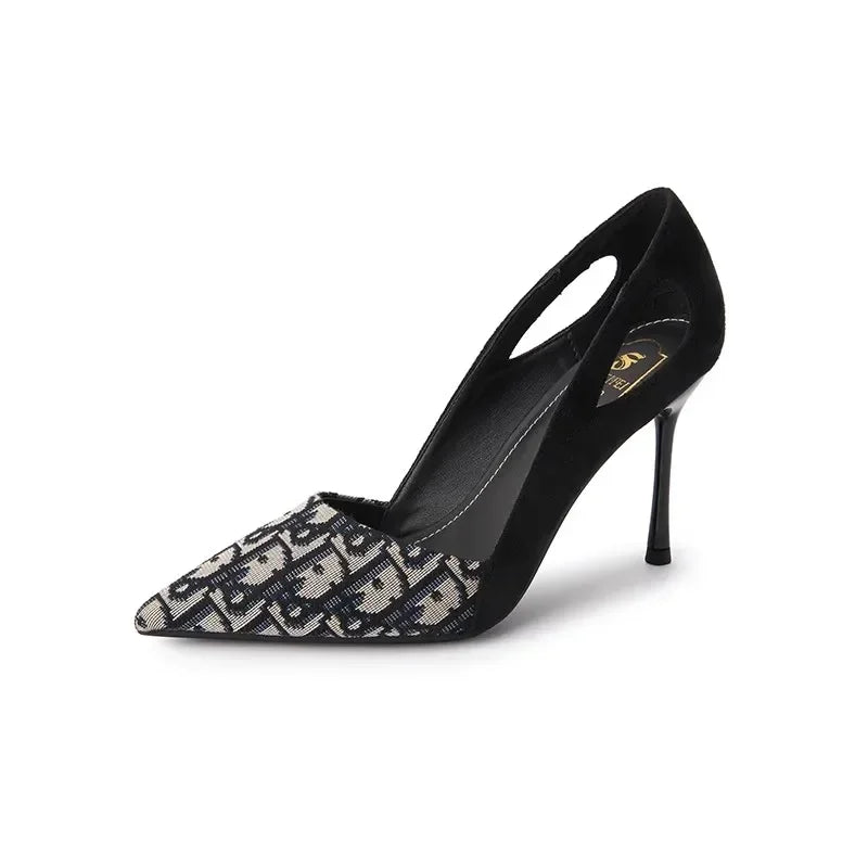 Embroidered Sandals Women Fashion Pointed Heeled 2025 Summer Luxury High Heels